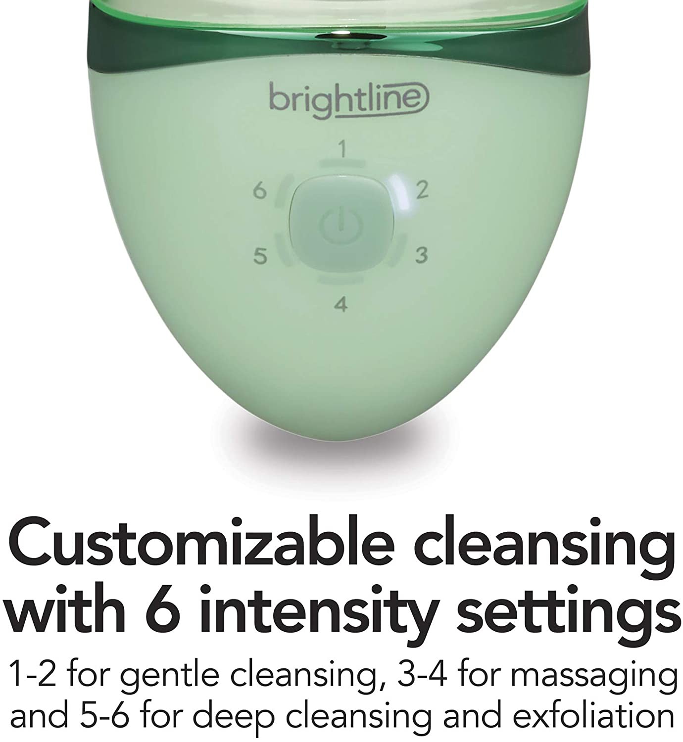 Brightline Sonic Rechargeable Electric Facial Cleansing Brush System, Facial Exfoliator, 6 Intensity Settings, 3 Scrub Brush Heads